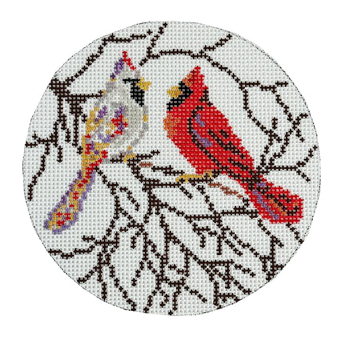 Snowy Cardinals 4" Round