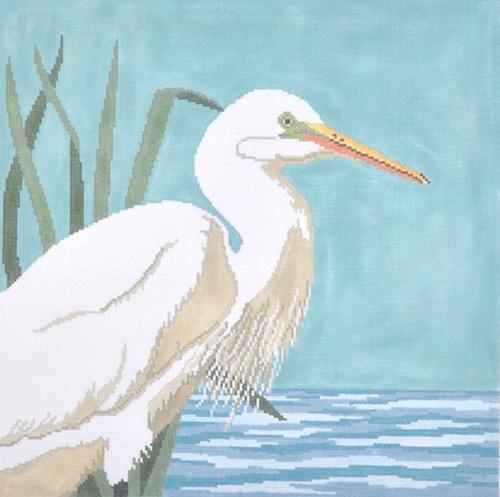 Snowy Egret Pillow