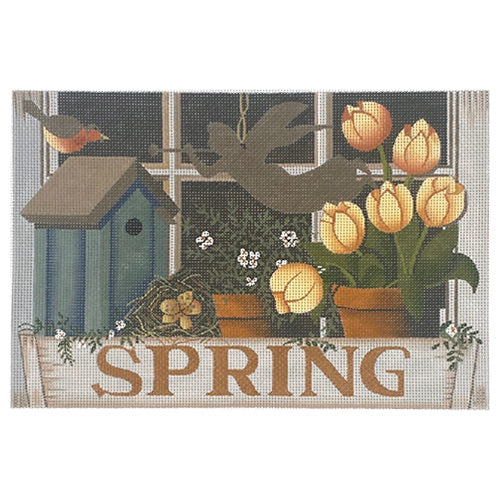 Spring Windowbox on 13 mesh