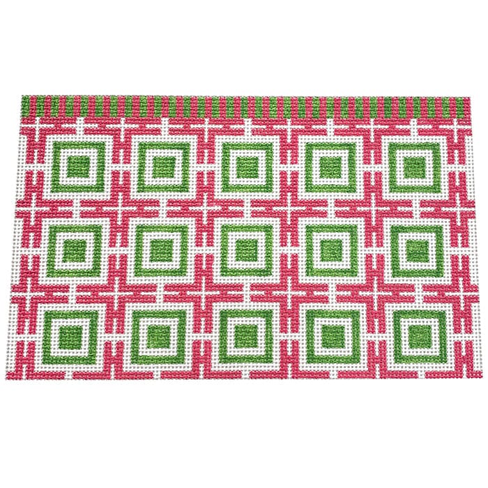 Squares and Lattice - Pink and Green