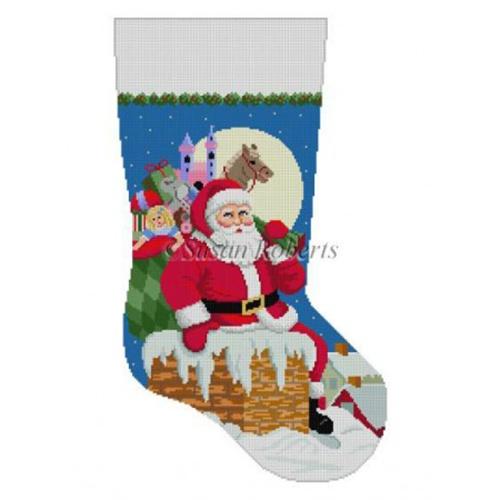 Santa, Down the Chimney, Girl, Stocking