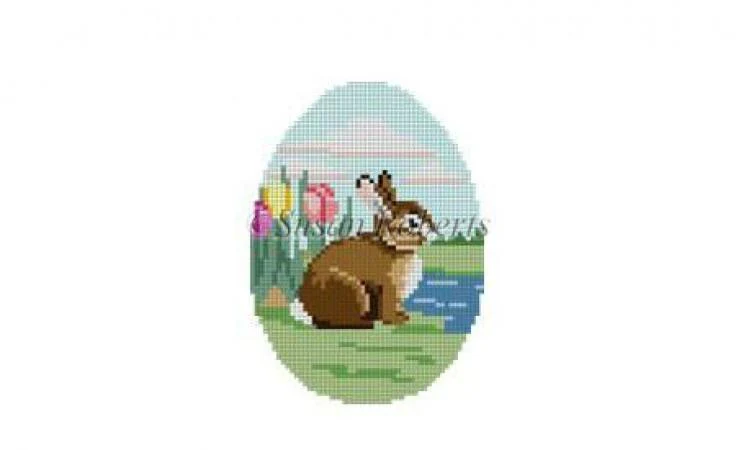 Bunny in Tulips, 4" Egg