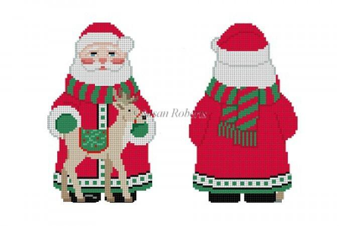 Long Red Coat Santa & Reindeer - 2 Sided