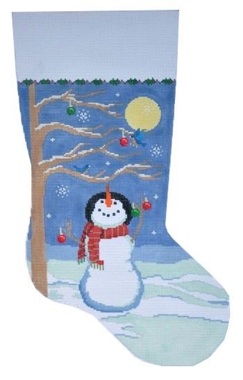 Moonlit Snowman Bird Tree, Stocking