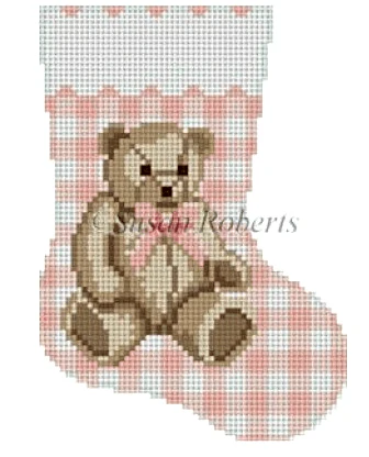 Gingham Teddy, Pink, Mini Stocking