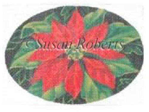 Red Poinsettia Oval Ornament