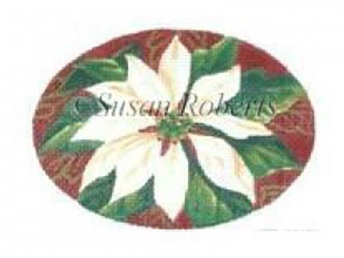 White Poinsettia Oval Ornament