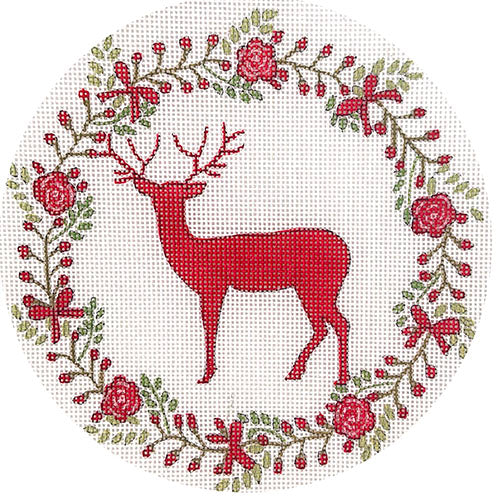 Standing Deer in Wreath