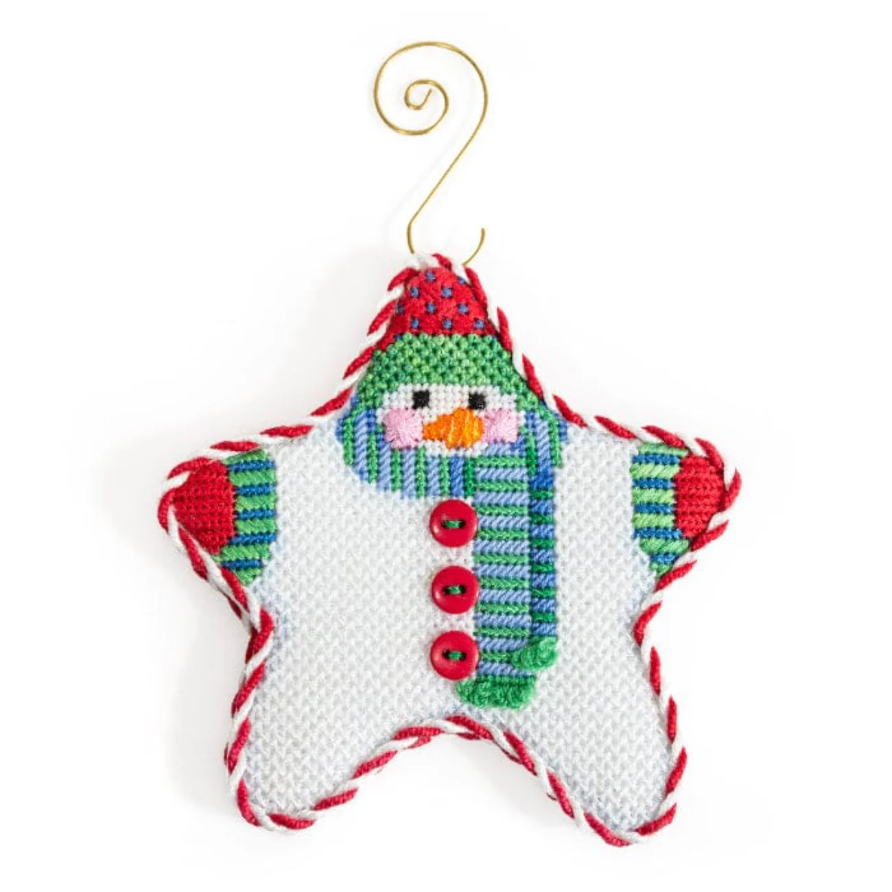 Star Shaped Snowman Blue/Green Scarf with Stitch Guide