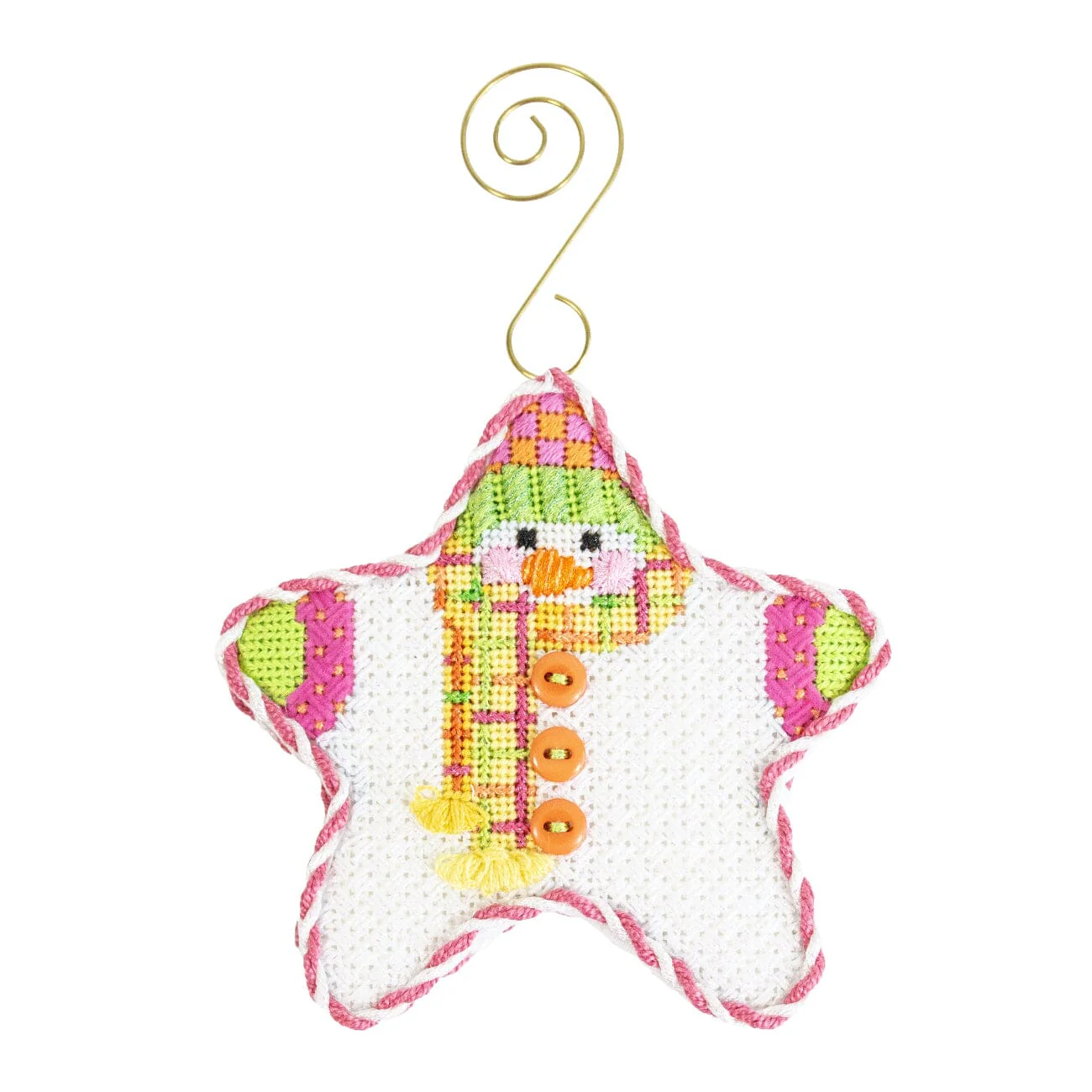 Star Shaped Snowman Citrus Plaid Scarf with Stitch Guide