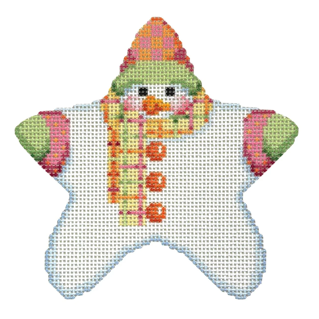 Star Shaped Snowman Citrus Plaid Scarf with Stitch Guide - Image 3