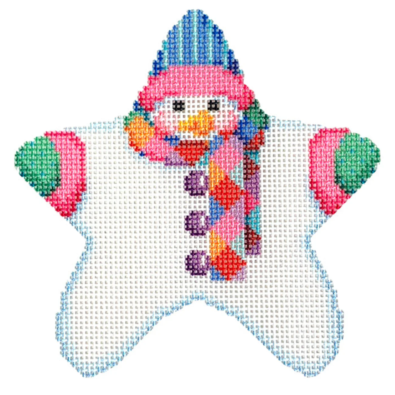 Star Shaped Snowman Harlequin Scarf with Stitch Guide - Image 2