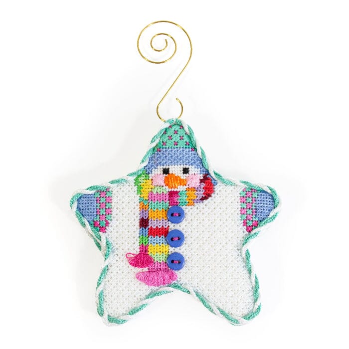 Star Shaped Snowman Multi Striped Scarf with Stitch Guide