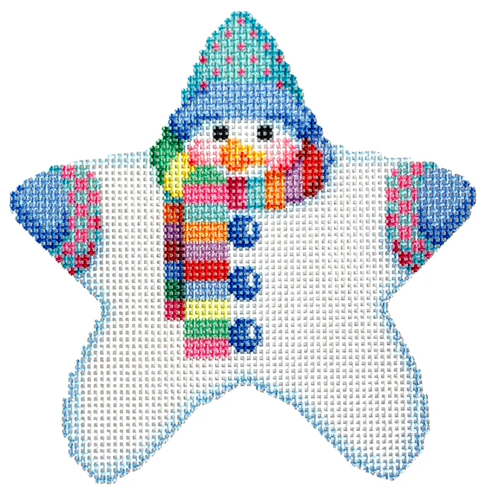 Star Shaped Snowman Multi Striped Scarf with Stitch Guide - Image 2