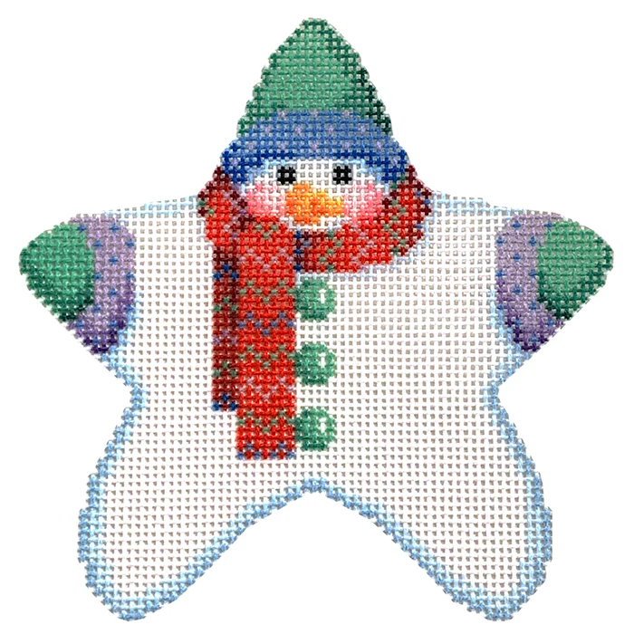 Star Shaped Snowman Red Chevron Scarf with Stitch Guide - Image 2