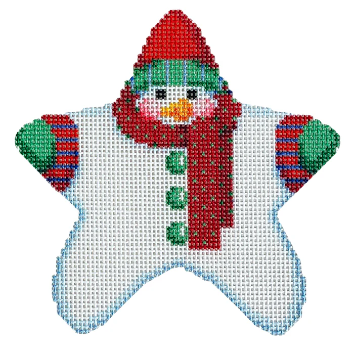 Star Shaped Snowman Red Dotted Scarf with Stitch Guide - Image 2