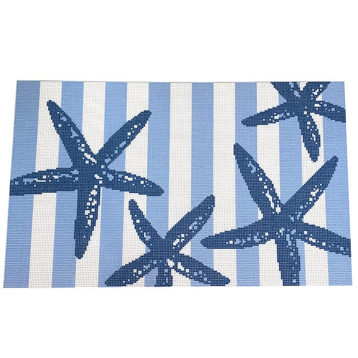 Starfish Stencil on Blue Bolster