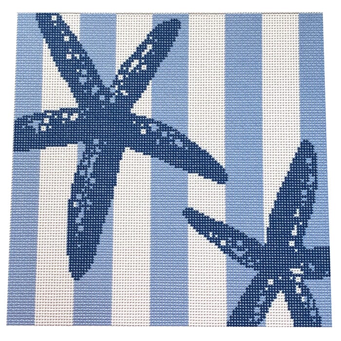 Starfish Stencil on Blue Square with Stitch Guide - Image 3