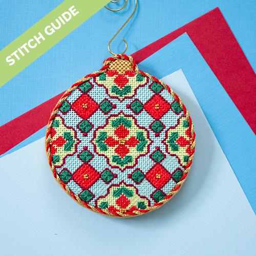 Stitch Guide - Ice Blue/Red Florentine Bauble