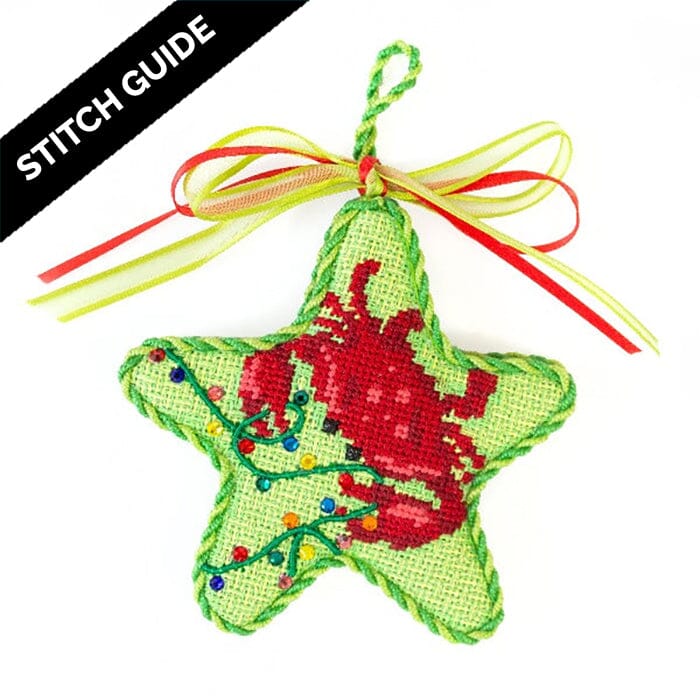 Stitch Guide - Red Crab with Christmas Lights Starfish Ornament