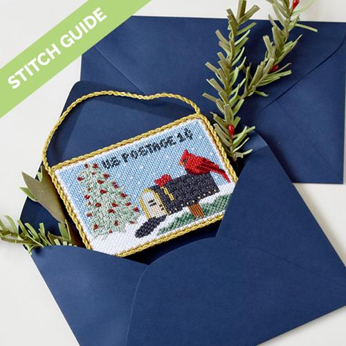 Stitch Guide - Vintage Stamp Collection - Cardinal on Mailbox