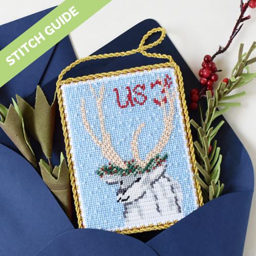 Stitch Guide - Vintage Stamp Collection - Deer with Wreath