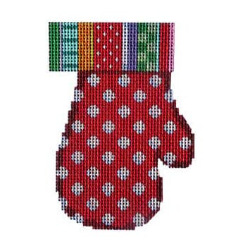 Stripe/Dots on Red Mitten