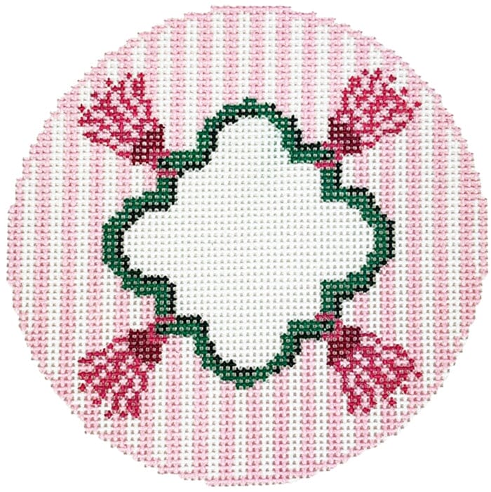 Striped Tassels Round - Pink