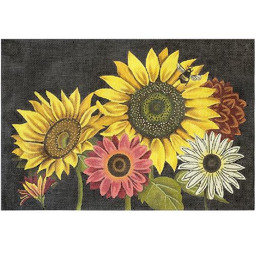 Sunflower Bouquet on Black