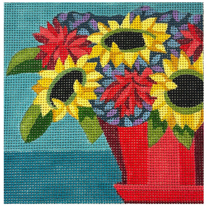 Sunflowers Red Pot 6x6