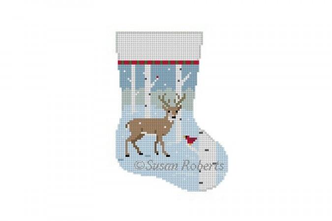 Birch Tree Deer Mini Stocking