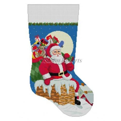 Santa Down the Chimney Stocking Boy