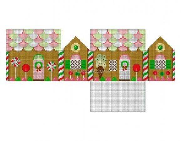 Pink Green & White Neccos 3D Gingerbread House on 18