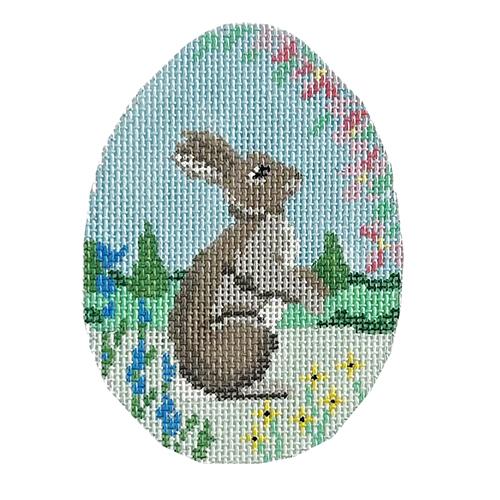 Rabbit in Flowers, 4" Egg