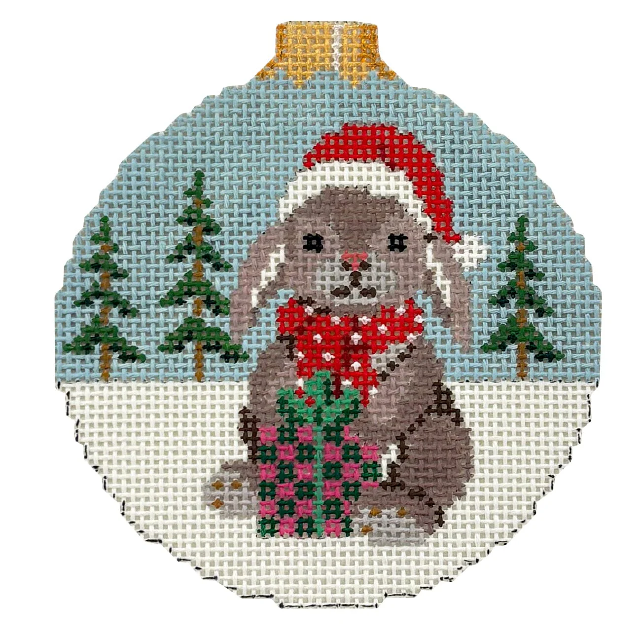 Rabbit with Present, 3.25" Round