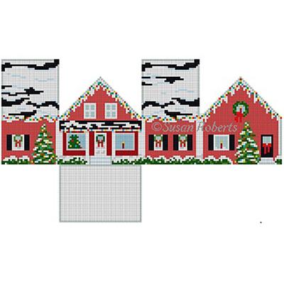 Red Christmas Mini House on 18 mesh