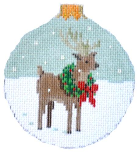 Reindeer in Wreath 3.25" Round