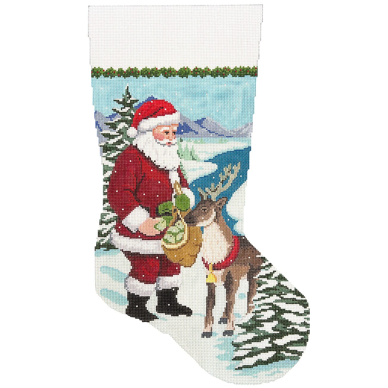 Santa Feeding Apples to Reindeer, Stocking
