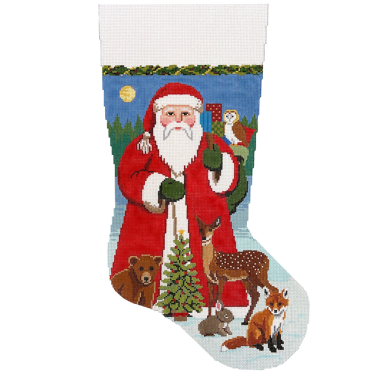 Santa with Baby Forest Animals, Stocking