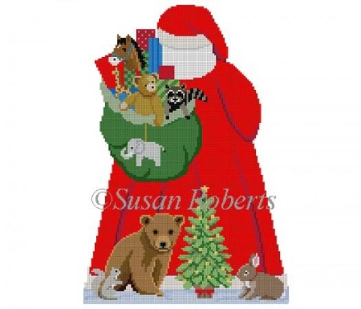 Santa with Baby Forest Animals, Tree Topper, Back