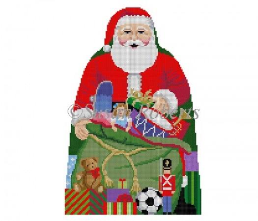 Santa with Toy Bag Tree Topper - Front Only