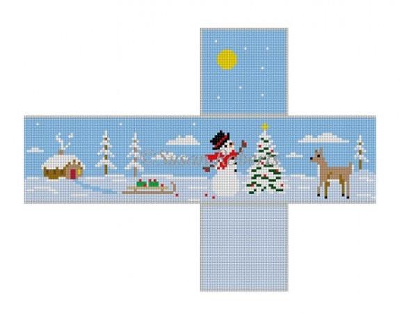 Snowman Decorating Tree Cube
