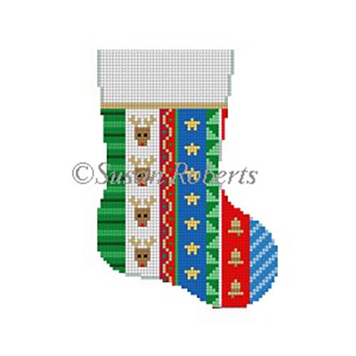 Vertical Stripe Reindeer Mini Sock