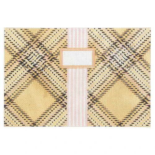 Tartan Plaid Clutch - Cream with Pink Band