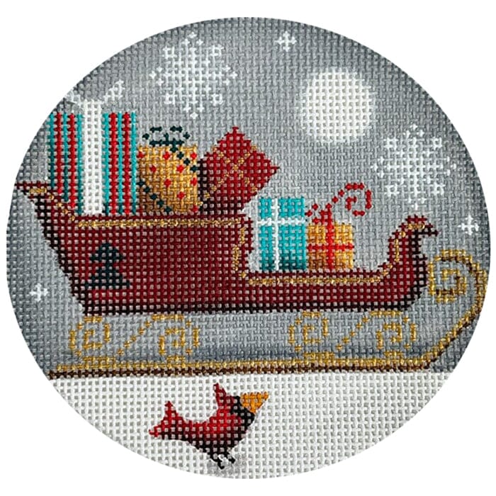 Teal Santa's Sleigh Ornament