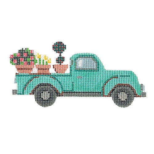 Teal Truck with Plants