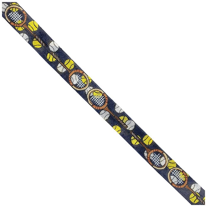 Tennis Balls and Racquets Collage Belt, Navy