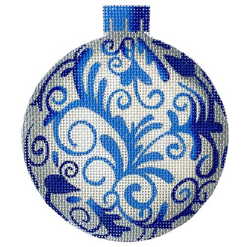 Christmas Ornament - Silver & Blue Leaves