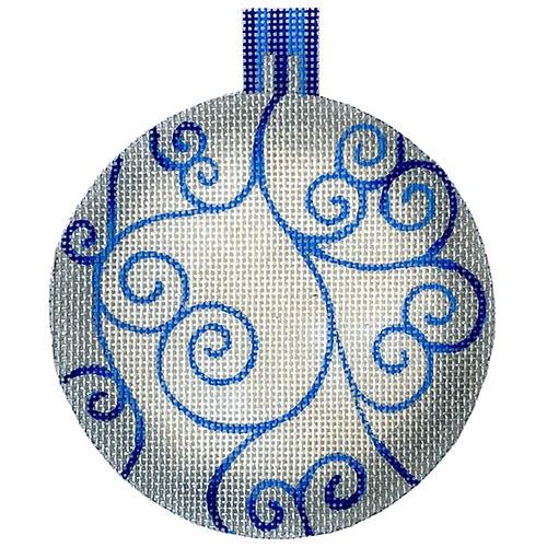 Christmas Ornament - Silver & Blue Swirls