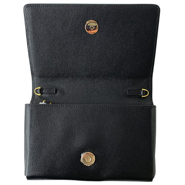 The Everyday Clutch - Black LEATHER with Gold Chain - Image 2